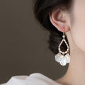 Light Luxury Mixed Material Rhinestone Shell Tassel Waterdrop Drop Earrings For Women view 3