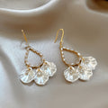 Light Luxury Mixed Material Rhinestone Shell Tassel Waterdrop Drop Earrings For Women view 2