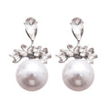 French Light Luxury Teardrop Faux Pearl Rhinestone Silver Pin Stud Earrings view 5