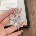 Chic Purple Hollow Butterfly Copper Tassel Drop Earrings For Women Light Luxury Jewelry view 4