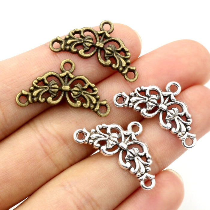 14x26mm 1g Alloy Three Loop Vintage Pattern Pendant Connector For DIY Necklace Bracelet Charms