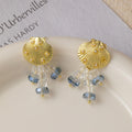 Elegant Gold Alloy Seashell Pearl Crystal Bead Tassel Stud Beach Vacation Fashion Earrings view 4