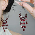 Light Luxury Alloy Glass Bead Waterdrop Tassel Drop Earrings, Geometric New Chinese Style view 4