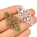 Alloy Double Loop Diamond Pattern Pendant Connector 41x25mm 2g For DIY Necklace Bracelet view 5