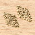 Alloy Double Loop Diamond Pattern Pendant Connector 41x25mm 2g For DIY Necklace Bracelet view 2