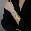 Irregular Smooth Metal Open Bangle For Women European Minimalist Luxury Statement Bracelet view 1