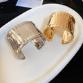 Irregular Smooth Metal Open Bangle For Women European Minimalist Luxury Statement Bracelet view 2