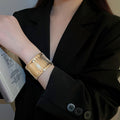 Irregular Smooth Metal Open Bangle For Women European Minimalist Luxury Statement Bracelet view 3