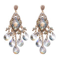 Glass Bead Teardrop Tassel Drop Earrings Ethnic Style Silver Needle Studs For Women view 5