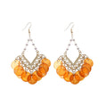 Round Shell Faux Pearl Tassel Drop Earrings, Geometric Beach Vacation Ear Hook Jewelry view 5