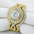 Light Luxury Geometric Three Piece Ring Set For Women, Elegant Wedding Finger Jewelry view 5