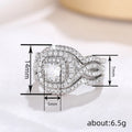 Light Luxury Geometric Three Piece Ring Set For Women, Elegant Wedding Finger Jewelry view 4