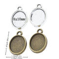 8x10mm Zinc Alloy Oval Bezel Charm Pendant for DIY Necklace Bracelet Jewelry Making view 1
