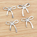 Alloy Bowknot Pendant For DIY Handmade Jewelry Accessories, Necklace Bracelet Charm, 25x24mm 2g view 3