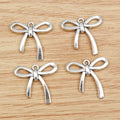 Alloy Bowknot Pendant For DIY Handmade Jewelry Accessories, Necklace Bracelet Charm, 25x24mm 2g view 2