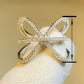 Women's Linear Open Ring Cross Line Design Micro Paved Zircon Fashion Finger Jewelry view 4