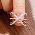 Women's Linear Open Ring Cross Line Design Micro Paved Zircon Fashion Finger Jewelry view 3