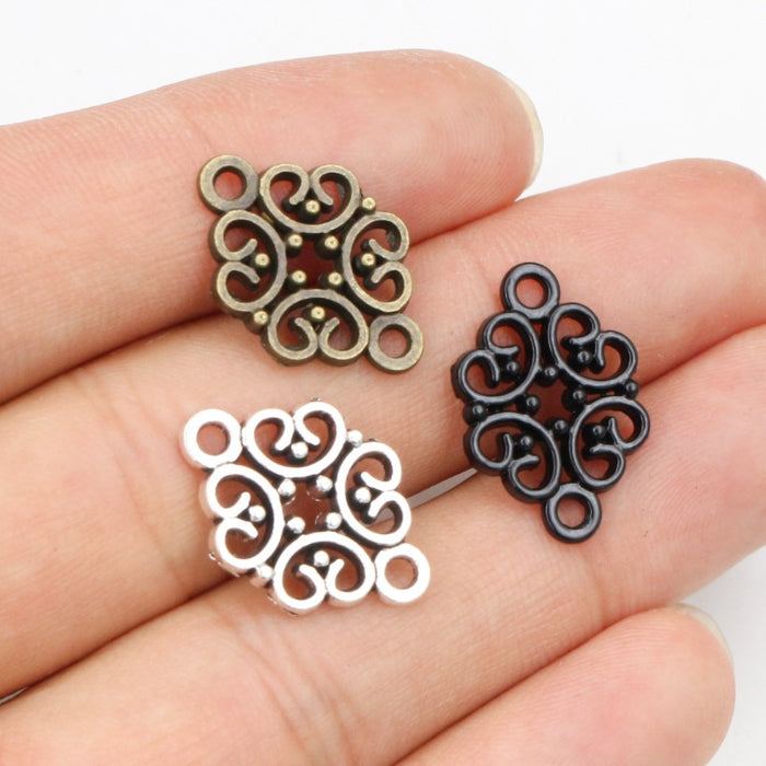 Alloy Double Dangle Pattern Pendant Connector Charm For DIY Necklace Bracelet Accessories 20x13mm 1g