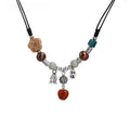 New Chinese Style Ceramic Floral Heart Beaded Adjustable Drawstring Clavicle Necklace For Women view 5