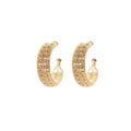 French Luxury Hollow C Shape Gold Alloy Rhinestone Hoop Earrings For Women Elegant Fashion Statement Earrings view 5