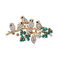 Alloy Crystal Five Bird Branch Brooch For Coats And Suits view 1
