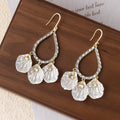 Elegant French Luxury Rhinestone Teardrop Hoop Shell Petal Alloy Tassel Long Dangle Earrings view 3