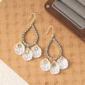 Elegant French Luxury Rhinestone Teardrop Hoop Shell Petal Alloy Tassel Long Dangle Earrings view 4