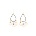 Elegant French Luxury Rhinestone Teardrop Hoop Shell Petal Alloy Tassel Long Dangle Earrings view 5
