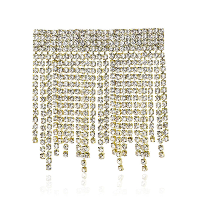 Alloy Rhinestone Chain Tassel Brooch Pin For Women Apparel