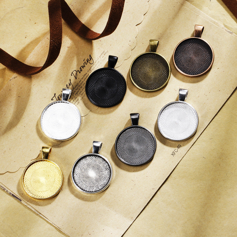 25mm Round Zinc Alloy Cabochon Tray Pendant Setting