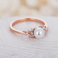 Rose Gold-Tone Pearl Ring With Floral Crystal Sprigs view 4