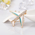 Aqua Gold Tone Flower Enamel Metal Brooch Pin for Jackets and Lapels view 3