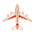 Red Gold Tone Airplane Enamel Two Designs Metal Brooch Pin view 1