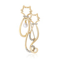 Alloy Rhinestone Pearl Double Cat Brooch Pin For Suit Coat view 1