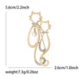 Alloy Rhinestone Pearl Double Cat Brooch Pin For Suit Coat view 4