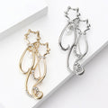 Alloy Rhinestone Pearl Double Cat Brooch Pin For Suit Coat view 3