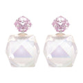 Geometric Hexagon Acrylic AB Zircon Water Cube Stud Earrings Fresh Sweet Light Luxury Style view 5