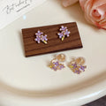 Alloy Enamel Flower Stud Earrings With Silver Pins, Sweet Fresh Minimalist Fashion Jewelry view 2