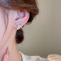 Alloy Enamel Flower Stud Earrings With Silver Pins, Sweet Fresh Minimalist Fashion Jewelry view 3