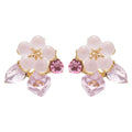 Sweet Floral Faux Pearl Stud Earrings With Rhinestone Accents Fresh Fashion Design view 5