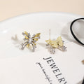 Elegant Korean Yellow Rhinestone Butterfly Stud Earrings For Women, Light Luxury Alloy Crystal Earrings view 4