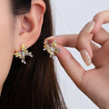 Elegant Korean Yellow Rhinestone Butterfly Stud Earrings For Women, Light Luxury Alloy Crystal Earrings view 1