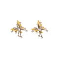 Elegant Korean Yellow Rhinestone Butterfly Stud Earrings For Women, Light Luxury Alloy Crystal Earrings view 5