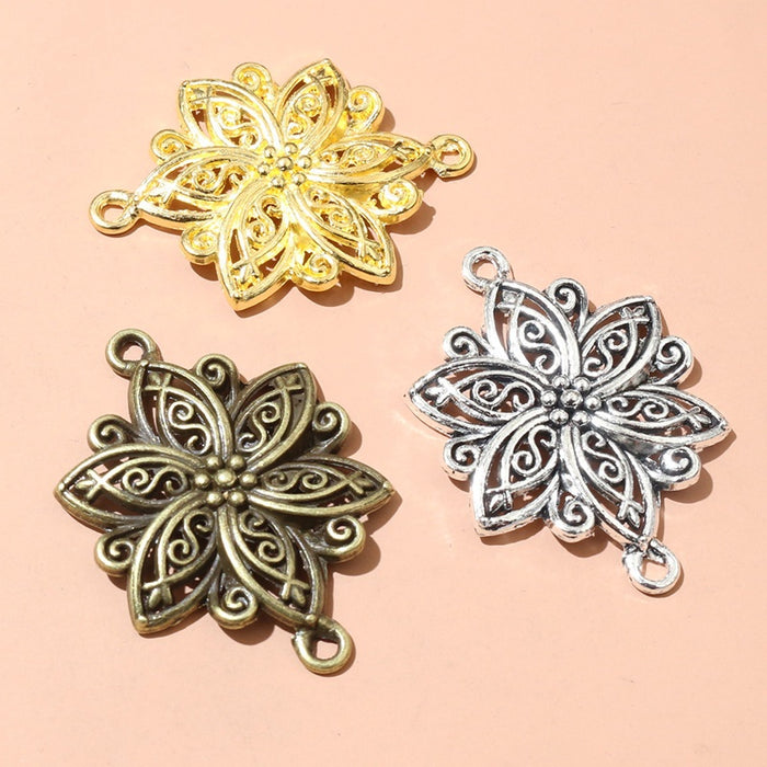 40x28mm Alloy Double Loop Flower Pendant 4g For DIY Necklace Bracelet Jewelry Accessories
