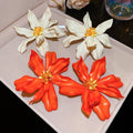 Oversized Acrylic Flower Stud Earrings With Silver Needle Pins Vacation Style Light Luxury Jewelry view 2