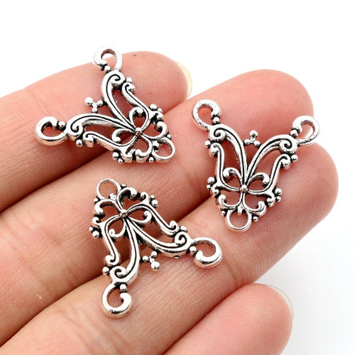 Alloy Double Loop Vintage Pattern Pendant 1.2g For DIY Necklace Bracelet Connector Charms