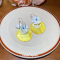 Round Shell Painted Flower Drop Earrings, Geometric Beach Resort Style Sweet Jewelry view 4