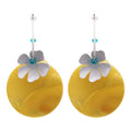 Round Shell Painted Flower Drop Earrings, Geometric Beach Resort Style Sweet Jewelry view 5