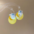 Round Shell Painted Flower Drop Earrings, Geometric Beach Resort Style Sweet Jewelry view 2