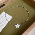 Rhinestone Enamel Flower Pendant Necklace, Light Luxury Alloy Clavicle Choker view 4